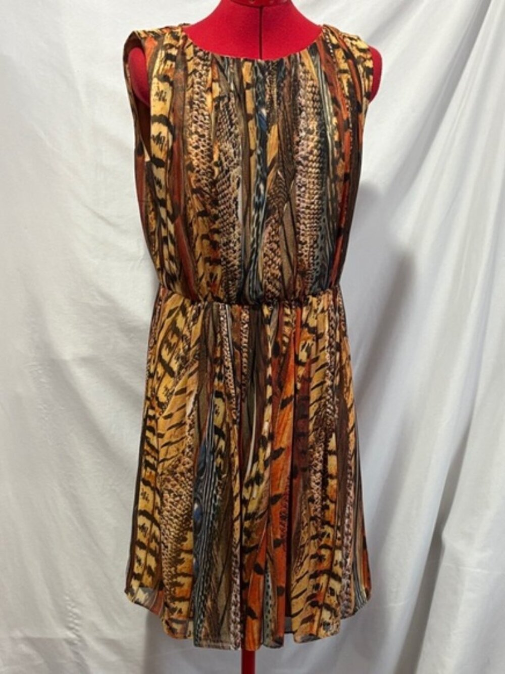 Calvin Klein Multicolor Feather Pattern Mini Dress